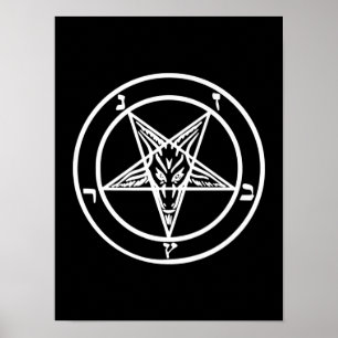 Poster Logo satanique de la chèvre de Pentagram inversé
