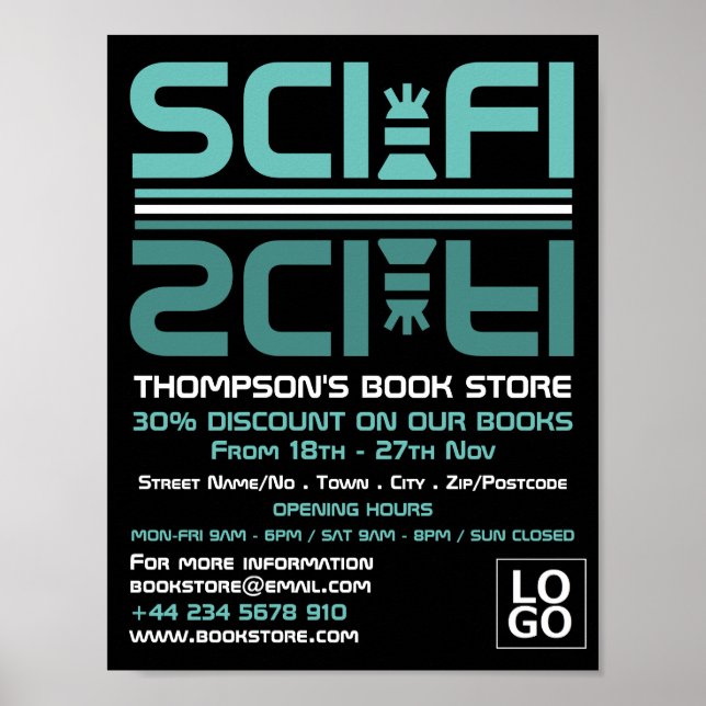 Poster Logo Sci-Fi, Publicité de librairie (Devant)