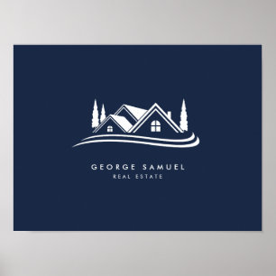 Poster Logo simple Marine Blue Realtor, Immobilier