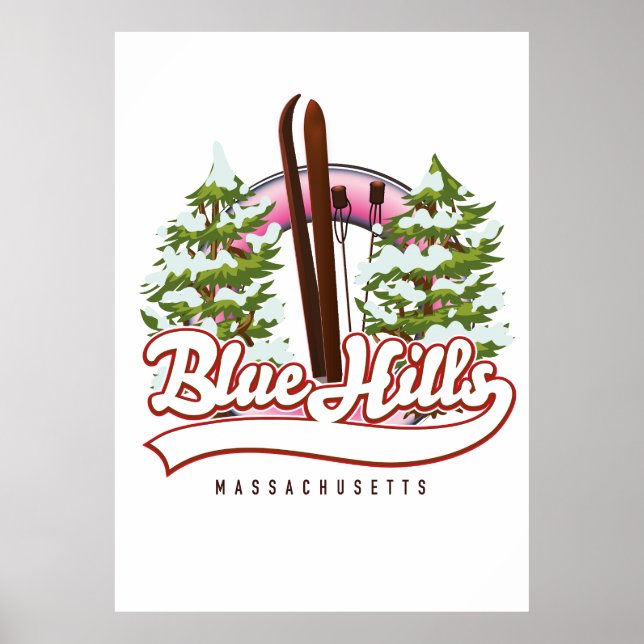 Poster logo ski Blue Hills Massachusetts (Devant)