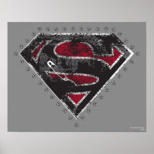 Poster Logo super-fille vêtu noir et rouge