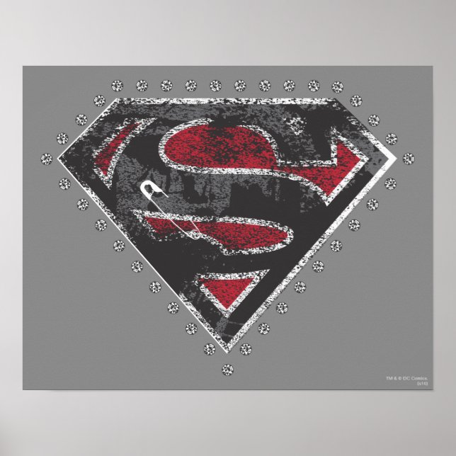 Poster Logo super-fille vêtu noir et rouge (Devant)