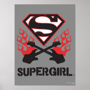 Poster Logo Supergirl Black Flaming Guitares
