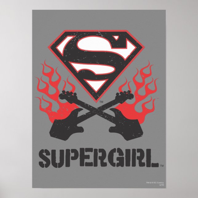 Poster Logo Supergirl Black Flaming Guitares (Devant)