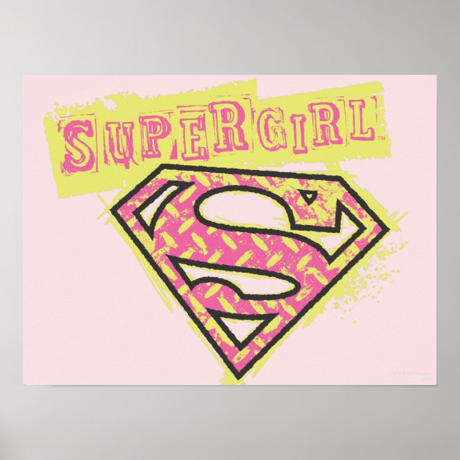 Poster Logo Supergirl Grunge Rose (Devant)