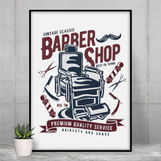 Poster Logo vintage du fauteuil Barbershop