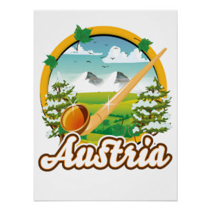 Poster logo voyage rétro Autriche