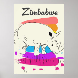 Poster Logo voyage rétro Zimbabwe
