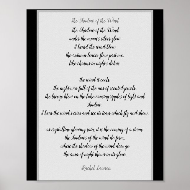 Poster L'Ombre du Vent un poème de moi (Devant)