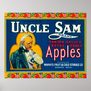 Poster L'Oncle Sam Apple marquent (bleu) - Wapato, WA