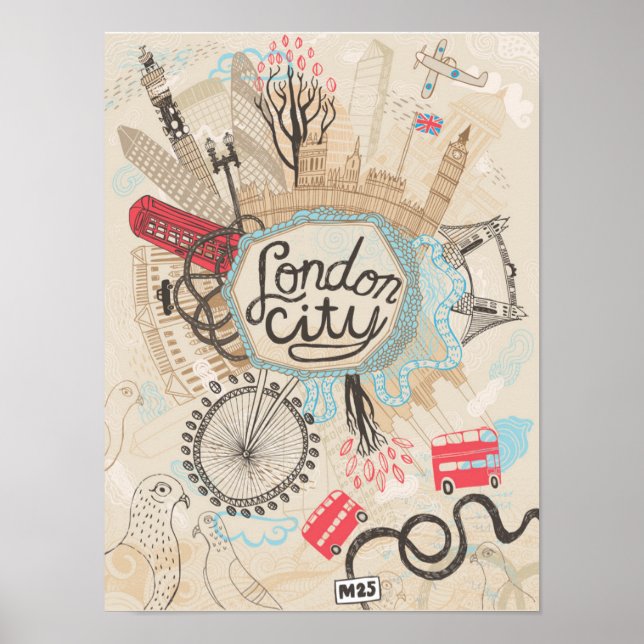 Poster London City Doodle Art (Devant)
