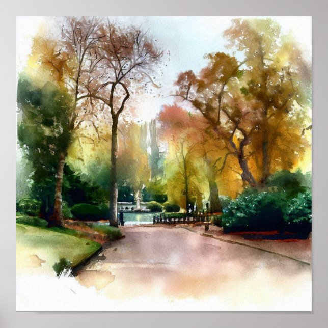 Poster London-Holland Park (A), aquarelle (Devant)