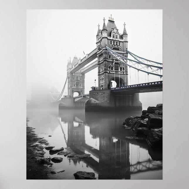 Poster London Tower Bridge dans le brouillard (Devant)