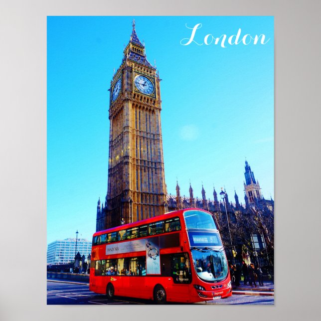 Poster Londres Angleterre Big Ben Red Bus (Devant)