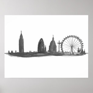 Poster Londres Angleterre Destination Skyline Skyline Vin