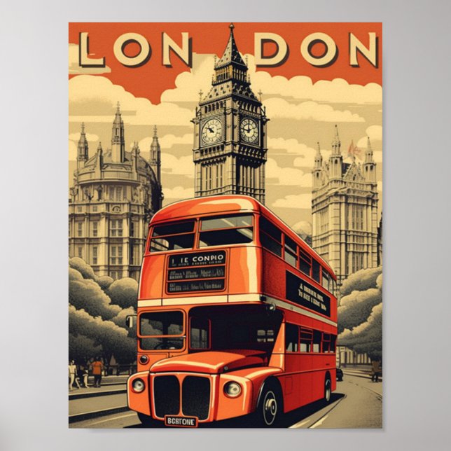 Poster Londres Angleterre Royaume-Uni célèbre Travel Plac (Devant)
