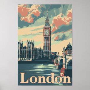 Poster Londres Angleterre Royaume-Uni célèbre Vintage voy