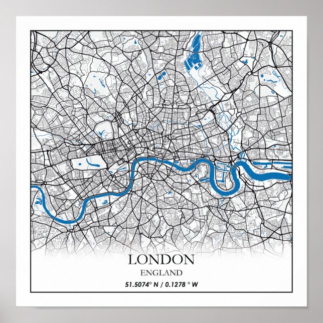 Poster Londres Angleterre Royaume-Uni City Plan Voyage (Devant)