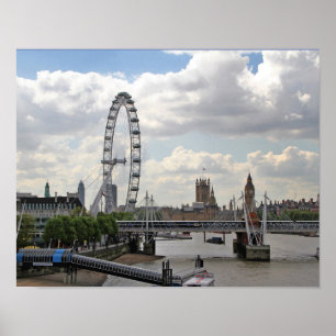 Poster Londres Angleterre Skyline, Big Ben, London Eye, T