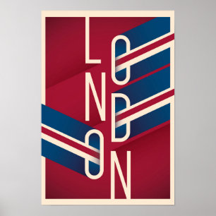Poster Londres, Angleterre   Typographie illustrée Retro