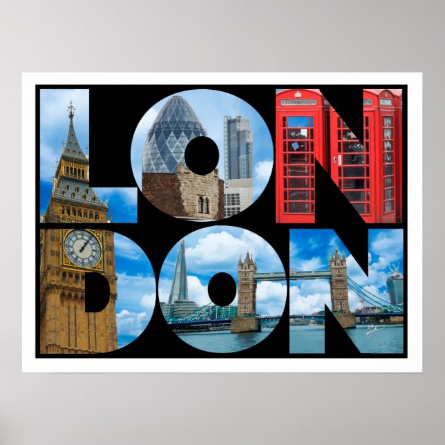 Poster Londres Angleterre Typographie Voyage (Devant)