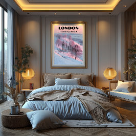 Poster Londres: Arte de línea con coordenadas.