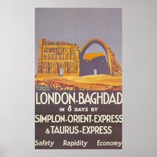 Poster Londres Bagdad express à orientation simple