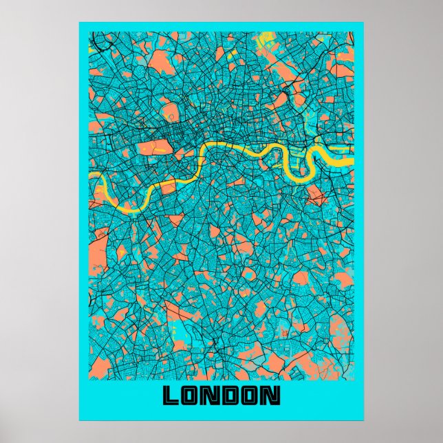 Poster Londres - Royaume-Uni Gloria City Carte (Devant)