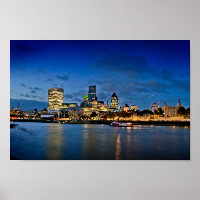 Poster Londres Skyline Cityscape La Nuit (Devant)