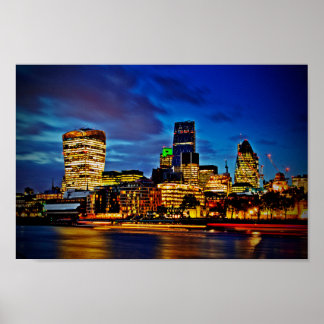 Poster Londres Skyline Cityscape La Nuit