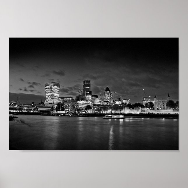 Poster Londres Skyline Cityscape La Nuit (Devant)