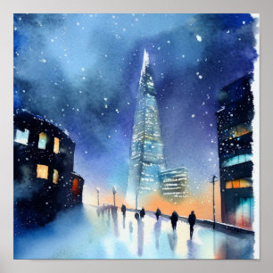 Poster Londres-The Shard (B), Aquarelle