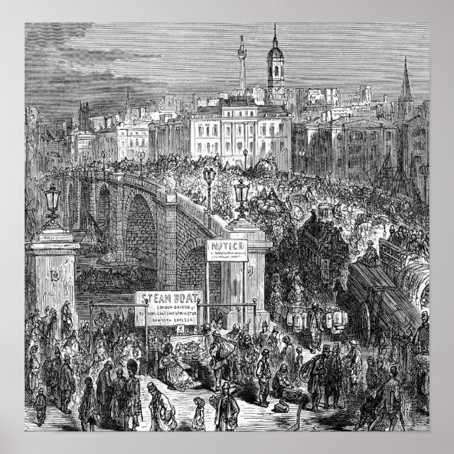 Poster Londres victorienne - London Bridge 1872 (Devant)
