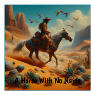 Poster Lone Cowboy dans Desert Canyon - Surreal Western A