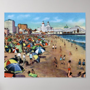 Poster Long Beach Californie Vintage