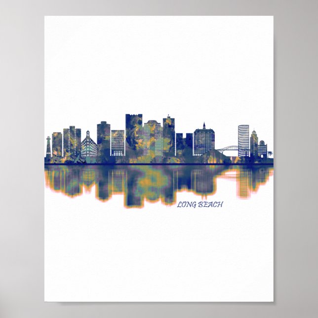 Poster Long Beach Skyline (Devant)