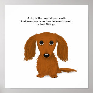 Poster Long Haired Dachshund avec Josh Billings