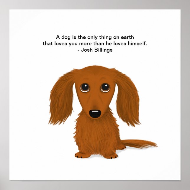Poster Long Haired Dachshund avec Josh Billings (Devant)