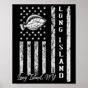 Poster Long Island Ny Pour Les Pêcheurs De Fluke