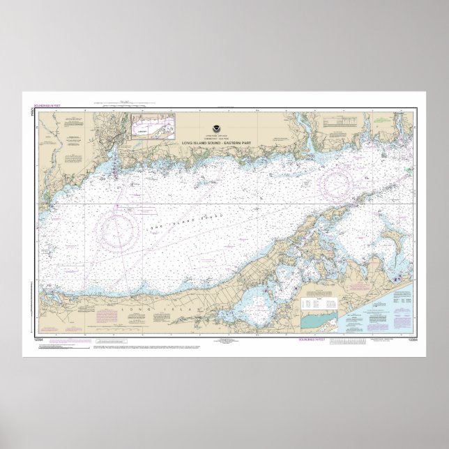 Poster Long Island Sound Partie Est Carte Nautique (Devant)