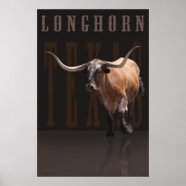 Poster Longhorn Power avec texte -40x60 - ou plus