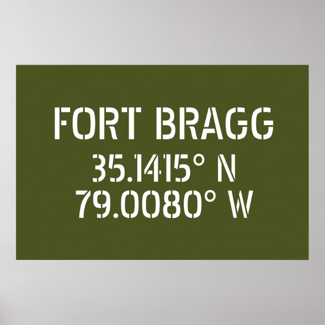 Poster Longitude de la latitude de Fort Bragg (Devant)