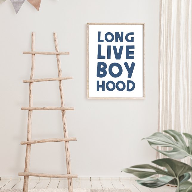 Poster Longue vie Garçon Hood bleu (long live boyhood, kid wall art, nursery wall art, kid art, long live boy hood print)