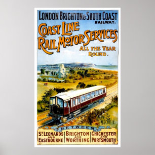 Poster Lonodon, Brighton et South Coast, vintage