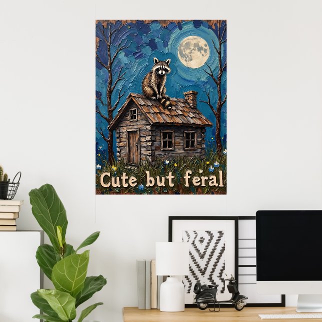 Poster Lookout Lune : Raccoon sur le toit Cabine (Bureau à domicile)