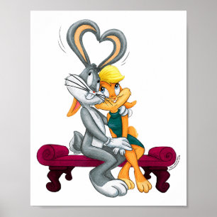 Poster Looney Tunes Bugs et Lola cœurs Saint-Valentin