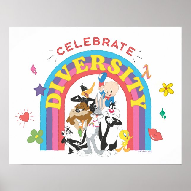 Poster LOONEY TUNES™ - Celebrate Diversity Pride Rainbow (Devant)