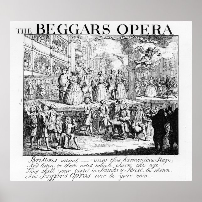 Poster L'opéra du mendiant Burlesqued, 1728 (Devant)