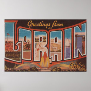 Poster Lorain, lettre ScenesLorain, OH d'OhioLarge