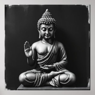 Poster Lord Bouddha - Portrait d'art du charbon